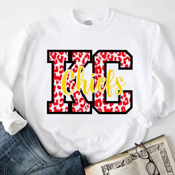 Sweatshirt Kansas City Sweatshirt Leopard Kansas City Cheetah Kansas City 05 - Picture 1 of 5